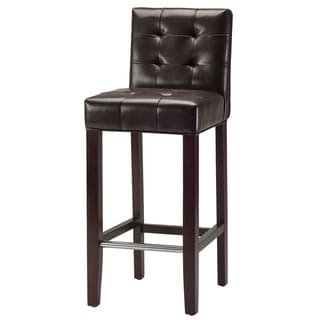 Tate Tufted Leather Back Bar Stools (Set of 2) by Christopher ... - Safavieh Noho Espresso Leather 30-inch Barstool