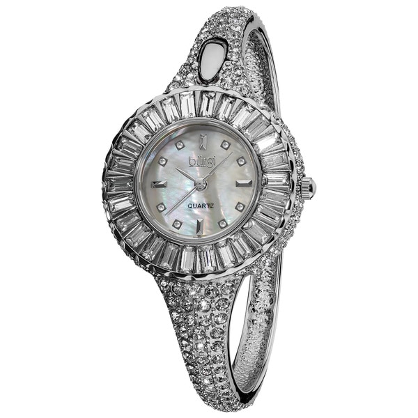 Burgi Womens Sizzling Diamond and Crystal Goldtone Bangle Watch