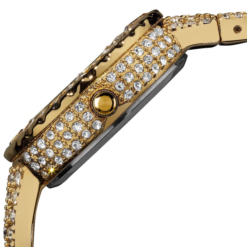 Burgi Women's 'Sizzling' Diamond and Crystal Goldtone Bangle Watch