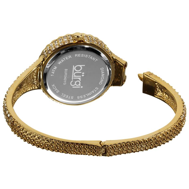 Burgi Women's 'Sizzling' Diamond and Crystal Goldtone Bangle Watch