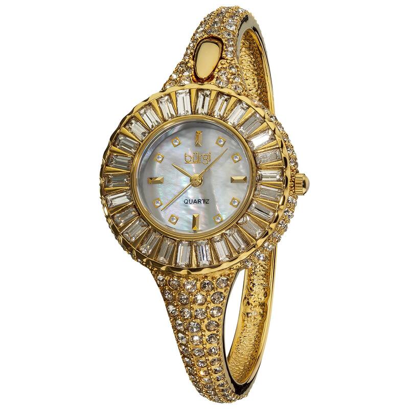 Burgi Women's 'Sizzling' Diamond and Crystal Goldtone Bangle Watch