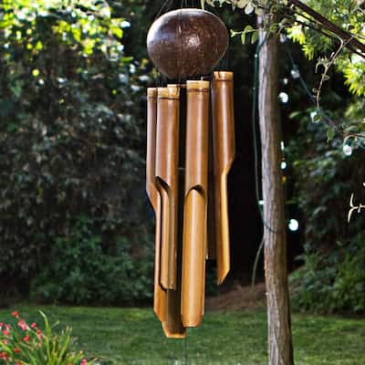Bamboo 'Natural Small' Wind Chime, Handmade in Indonesia - Brown