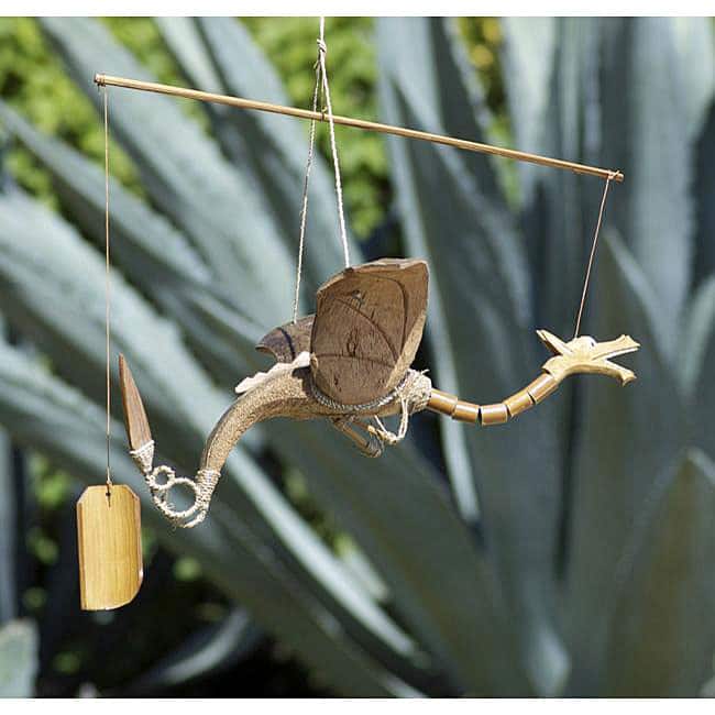 Handmade Bamboo and Coconut 'Dragon' Mobile (Indonesia) - Brown