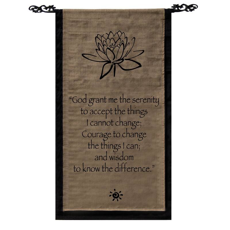 Handmade Cotton Lotus Design Serenity Prayer Scroll (Indonesia)