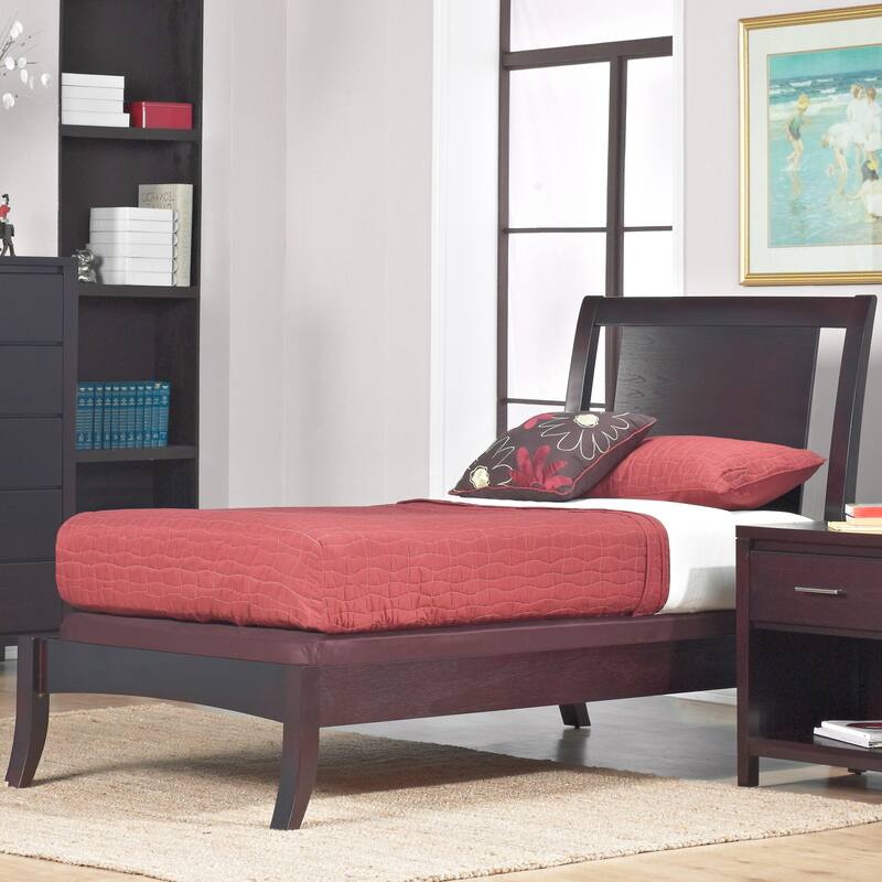 Floating Panel Twin-size Sleigh Bed - Nevis Espresso Twin-Size Low Profile Sleigh Bed