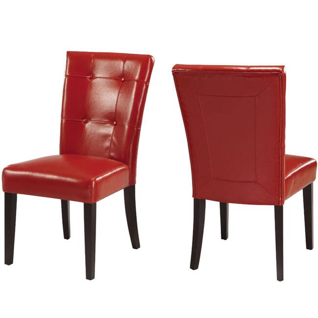 Button-tufted Red Parsons Chair (Set of 2)