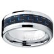 Oliveti Men's Tungsten Ring Black and Blue Carbon Fiber Inlay Wedding Band (8 mm) - Thumbnail 2