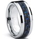 Oliveti Men's Tungsten Ring Black and Blue Carbon Fiber Inlay Wedding Band (8 mm) - Thumbnail 0