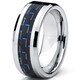 Oliveti Men's Tungsten Ring Black and Blue Carbon Fiber Inlay Wedding Band (8 mm) - Thumbnail 1