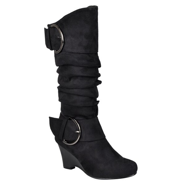 wedge knee high boots wide calf