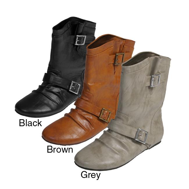 Journee Collection Women's Buckle Accent Mid-calf Boots - Free Shipping ...