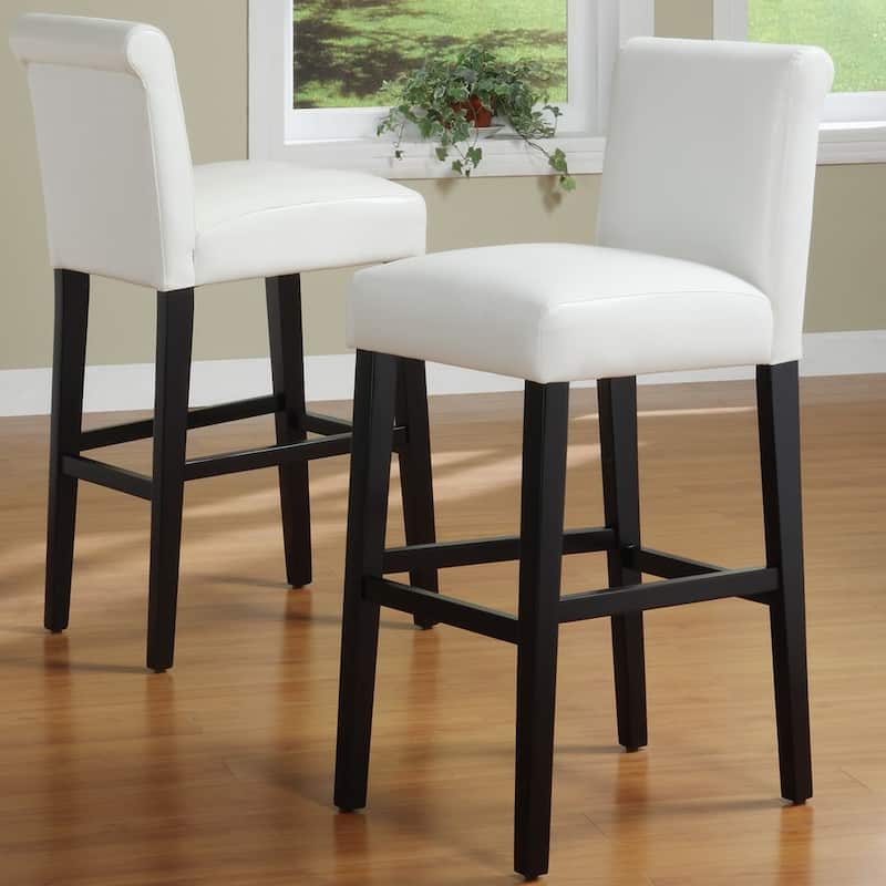 Bennett White Faux Leather 29-inch High Back Bar Stools (Set of 2) by iNSPIRE Q Bold