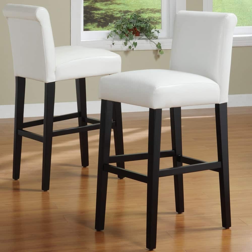 Bennett White Faux Leather 29-inch High Back Bar Stools (Set of 2) by iNSPIRE Q Bold
