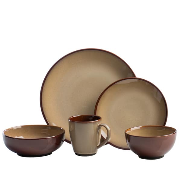 slide 2 of 11, Sango 40-piece Nova Brown Stoneware Dinnerware Set