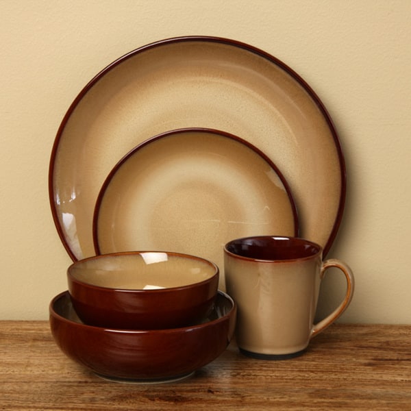 Sango 40 piece Nova Brown Stoneware Dinnerware Set Sango Casual Dinnerware