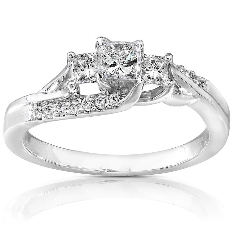 Annello 14k White Gold 1/2ct TDW Diamond Engagement Ring - 5