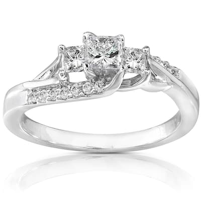 Annello 14k White Gold 1/2ct TDW Diamond Engagement Ring