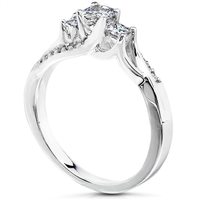 Annello by Kobelli 14k White Gold 1/2ct TDW Princess Diamond 3-Stone Curved Bridal Rings Set