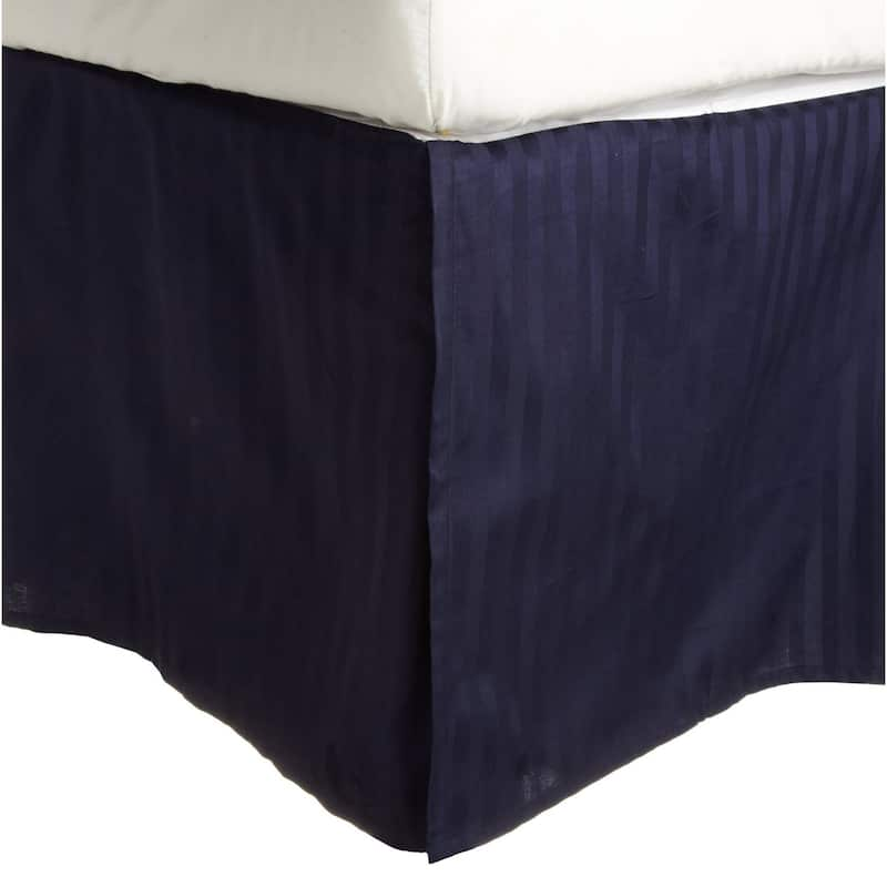 Superior Safa Stripe 15-inch Drop Egyptian Cotton Bed Skirt - King / Navy Blue-NA