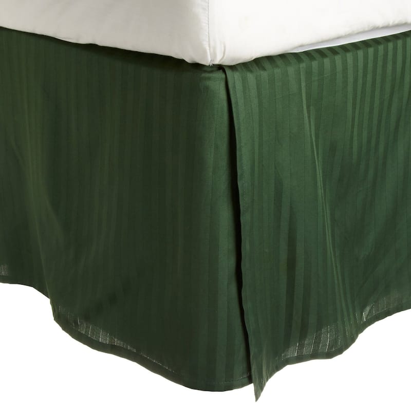 Superior Safa Stripe 15-inch Drop Egyptian Cotton Bed Skirt - King - Hunter Green