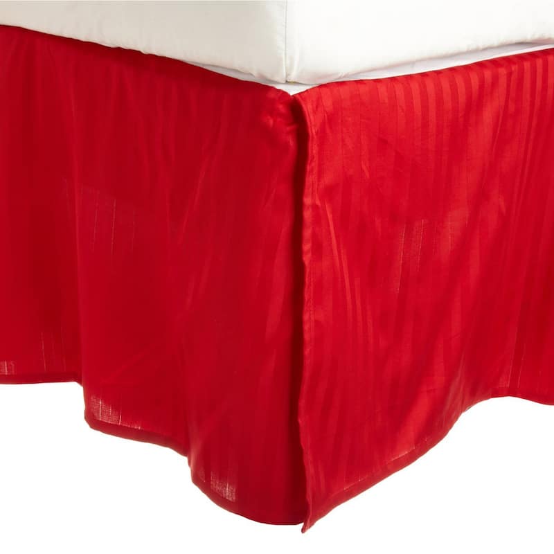 Superior Safa Stripe 15-inch Drop Egyptian Cotton Bed Skirt - Queen - Red