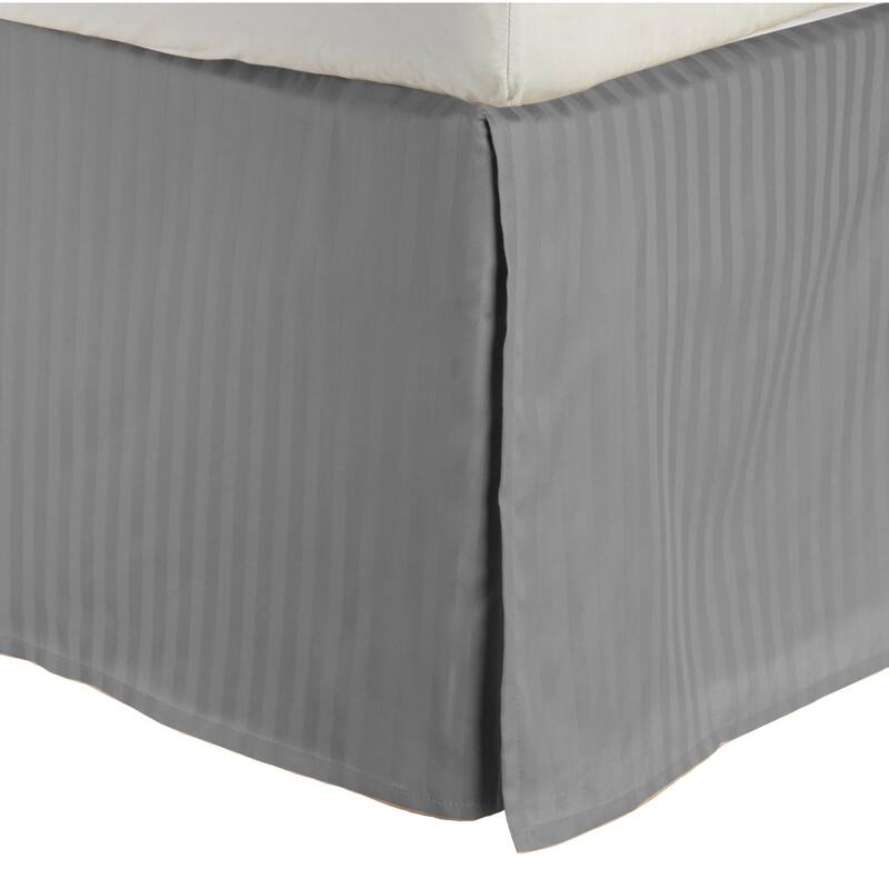 Superior Safa Stripe 15-inch Drop Egyptian Cotton Bed Skirt - Twin - Grey