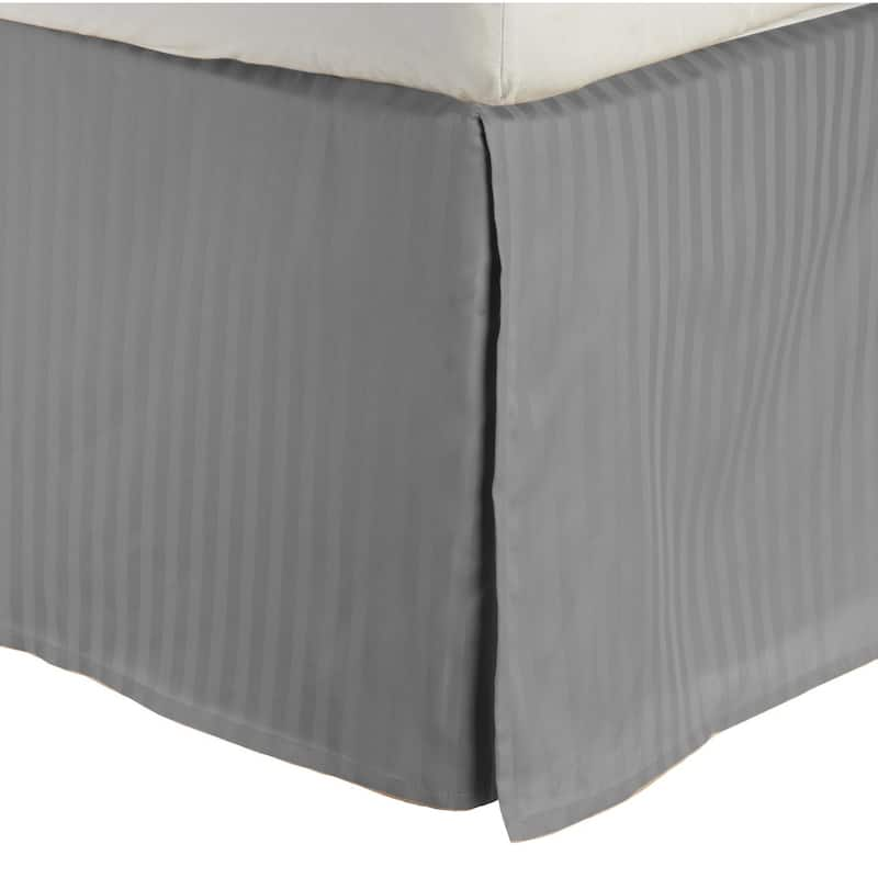 Superior Safa Stripe 15-inch Drop Egyptian Cotton Bed Skirt - Queen - Grey