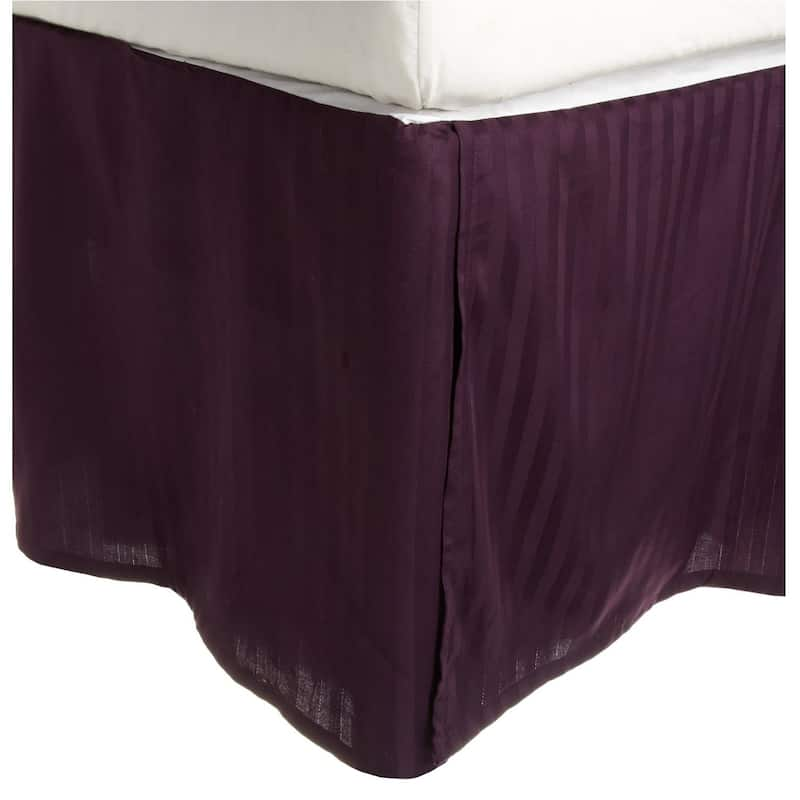 Superior Safa Stripe 15-inch Drop Egyptian Cotton Bed Skirt - Twin - Plum