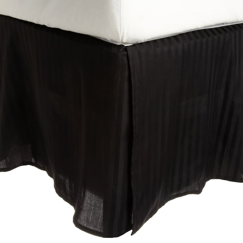 Superior Safa Stripe 15-inch Drop Egyptian Cotton Bed Skirt - Twin - Black