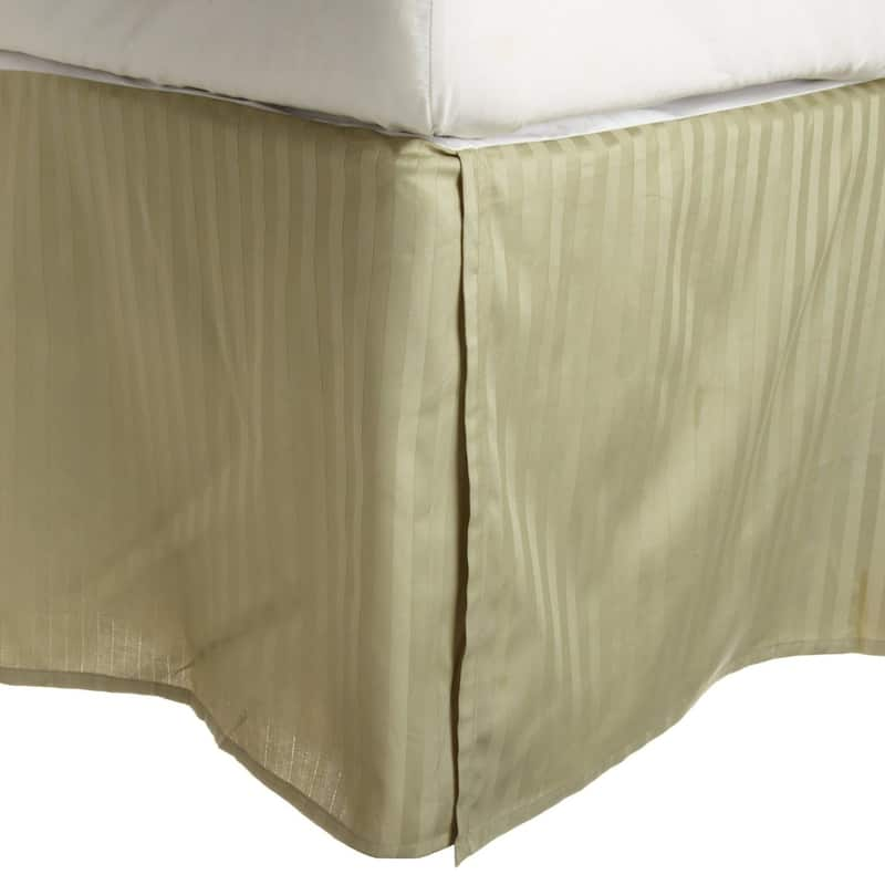 Superior Safa Stripe 15-inch Drop Egyptian Cotton Bed Skirt - Queen - Sage