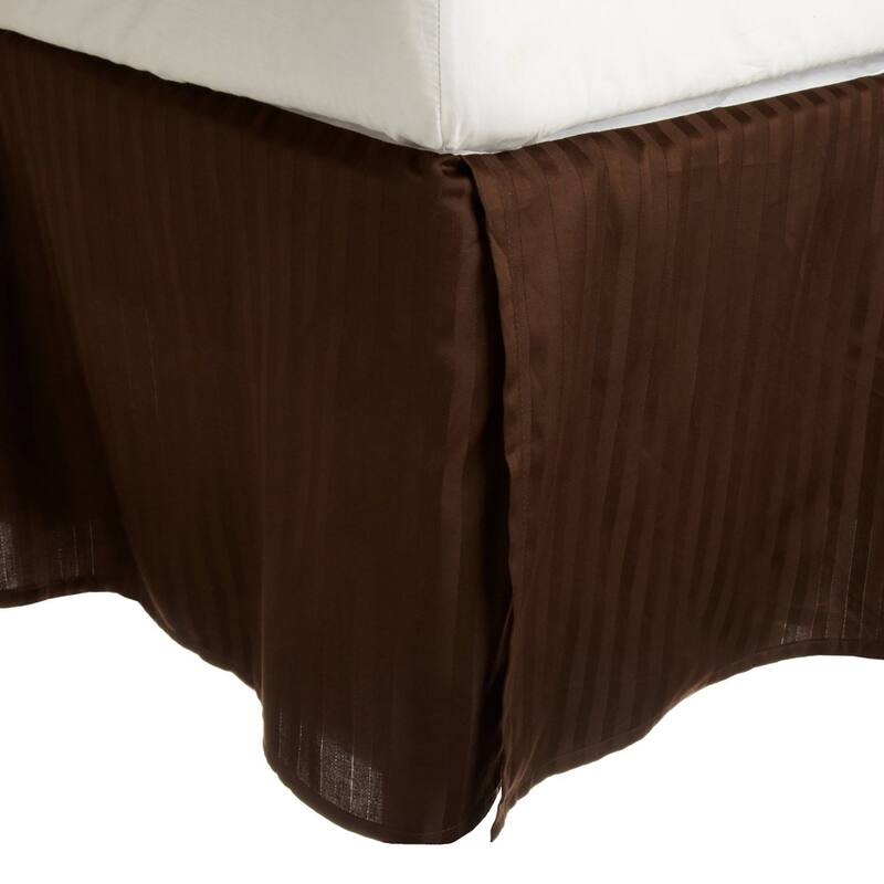 Superior Safa Stripe 15-inch Drop Egyptian Cotton Bed Skirt - Twin - Mocha