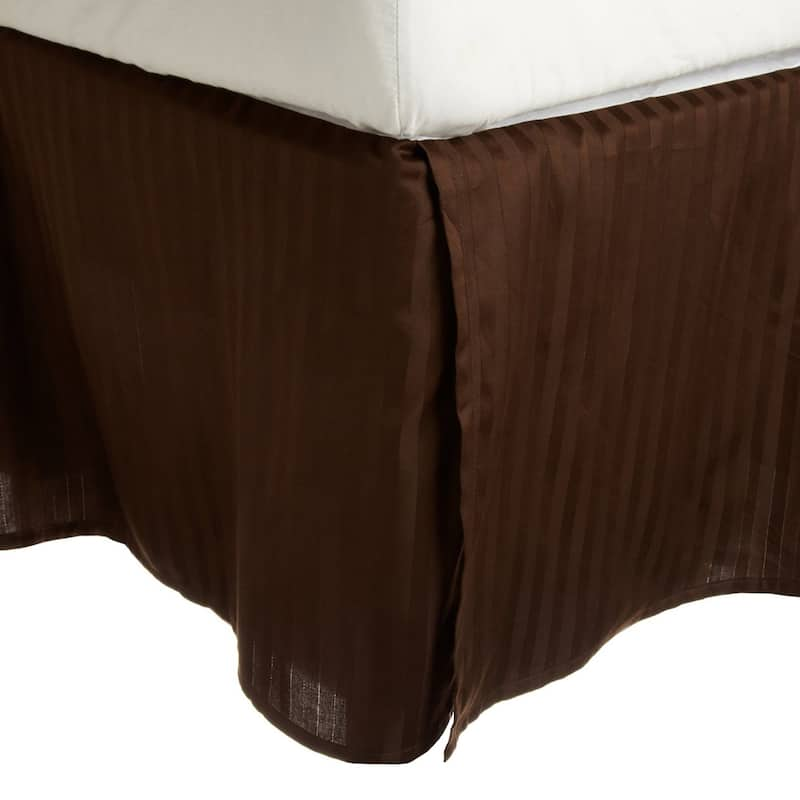 Superior Safa Stripe 15-inch Drop Egyptian Cotton Bed Skirt - Queen - Mocha