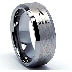 Shop Men's Tungsten Carbide Gold Dragon Design Ring (8 mm) - Free ...