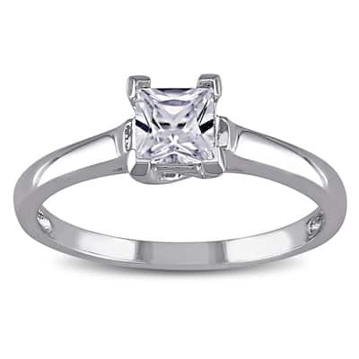 Miadora 10k Gold Created White Sapphire Solitaire Ring