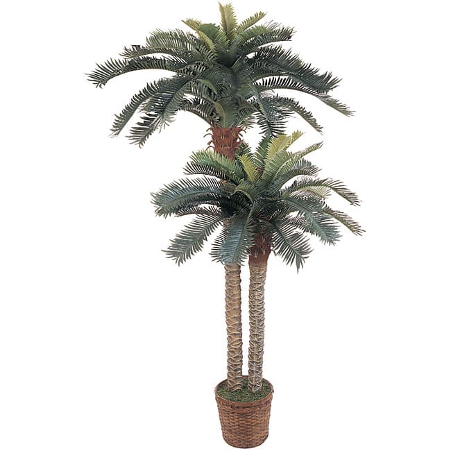 Artificial Double Potted Sago Palm Tree - Green