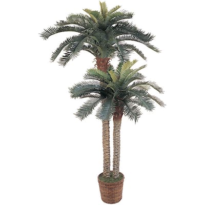 Artificial Double Potted Sago Palm Tree - Green