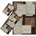 Set of 3 Brown Floral Rugs (1'8 x 2'6/ 2'2 x 5'11/ 5'3 x 7'6)