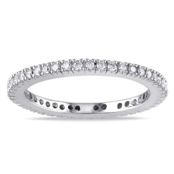 Noori 18k White Gold 1ct TDW Round Prong set Diamond Wedding Band (G H