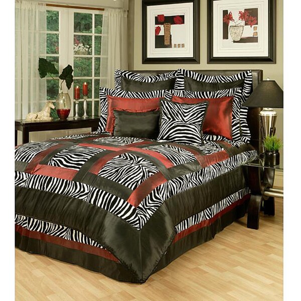 Sherry Kline Jungle Passage Black/ White/ Red 8-piece Comforter Set