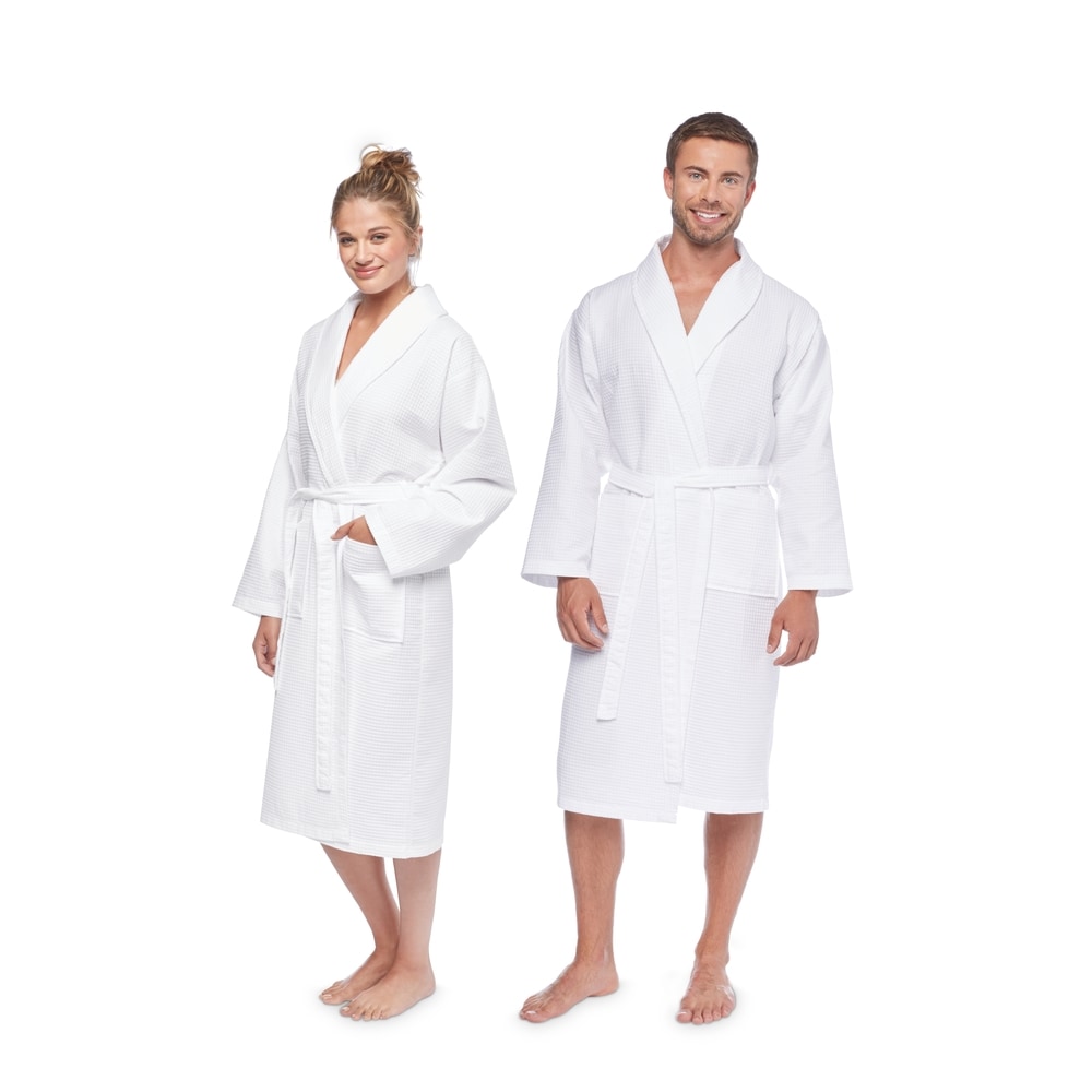 100% Turkish Cotton White Velour Terry Kimono-Style Spa Bath Robe Unisex S/M 