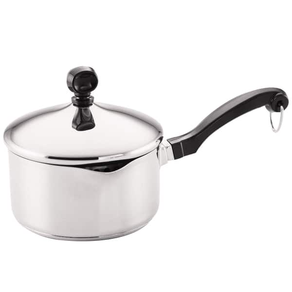 slide 2 of 2, Farberware Classic Stainless Steel 1-quart Covered Straining Saucepan