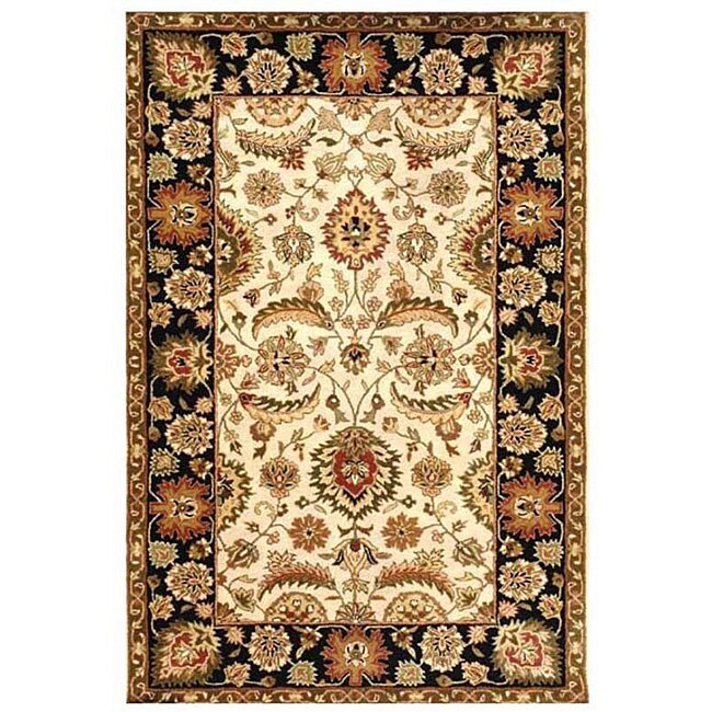 Hand-tufted Ivory/ Black Oriental Wool Rug (9' x 13')