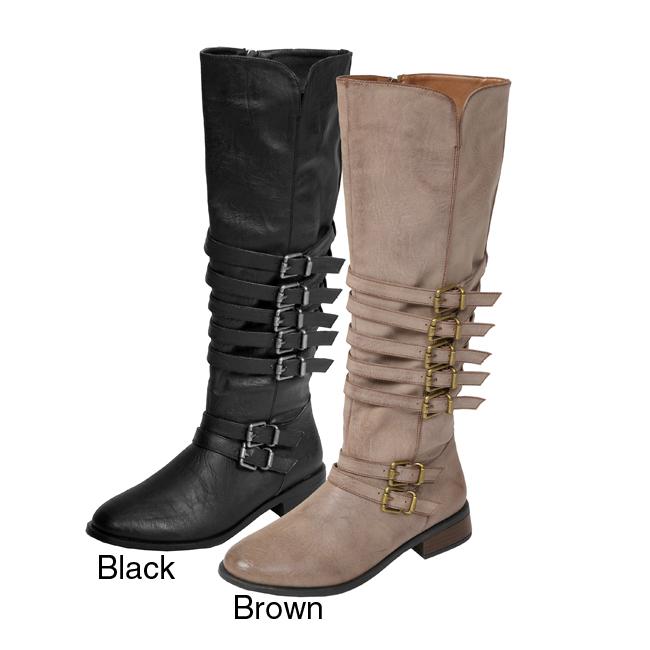 Bamboo by Journee Women's Buckled Strap Boots - Free Shipping On Orders ...