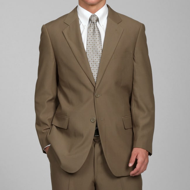 Men's Solid Taupe 2-button Suit - 13013604 - Overstock.com Shopping ...