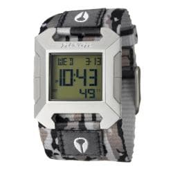 Nixon Men's 'The Block' Stainless Steel/Gray Fabric Digital Quartz Watch Nixon Men's Nixon Watches