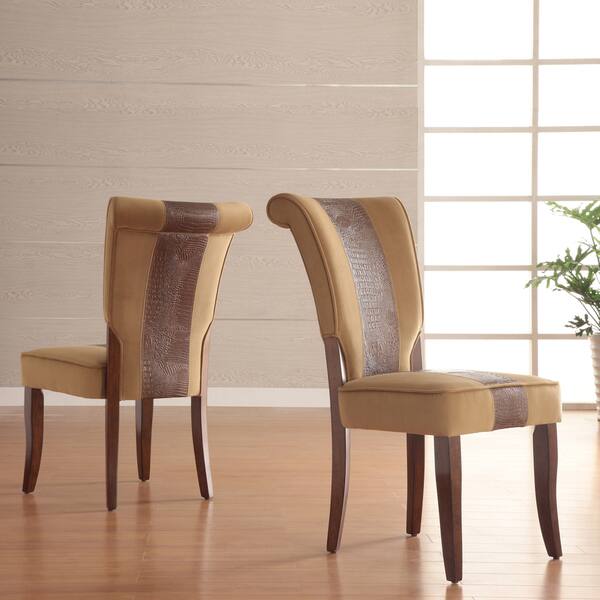 Andorra Velvet and Faux Alligator Leather Dining Chair (Set of 2) by