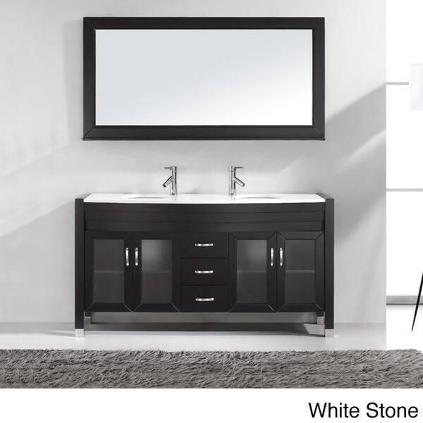 Virtu USA Ava 63-inch Double Sink Bathroom Vanity Set with Top Options ...