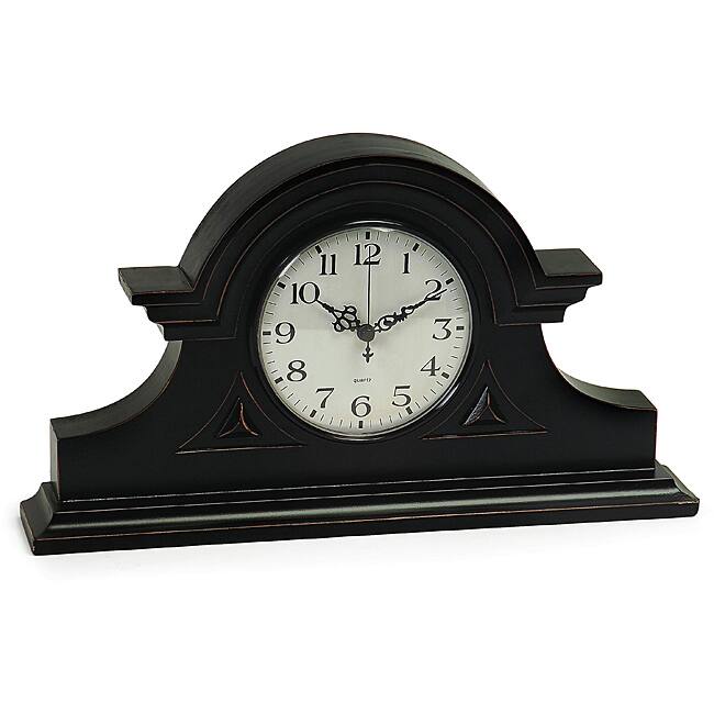 Wood Regent Stately Black Captain's Mantel Clock