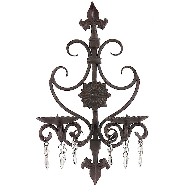 Wrought Iron Fancy Provence Candle Wall Sconce