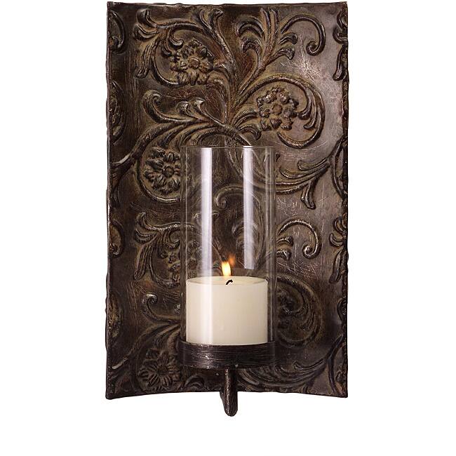 Iron and Glass Embossed Venice Sconce